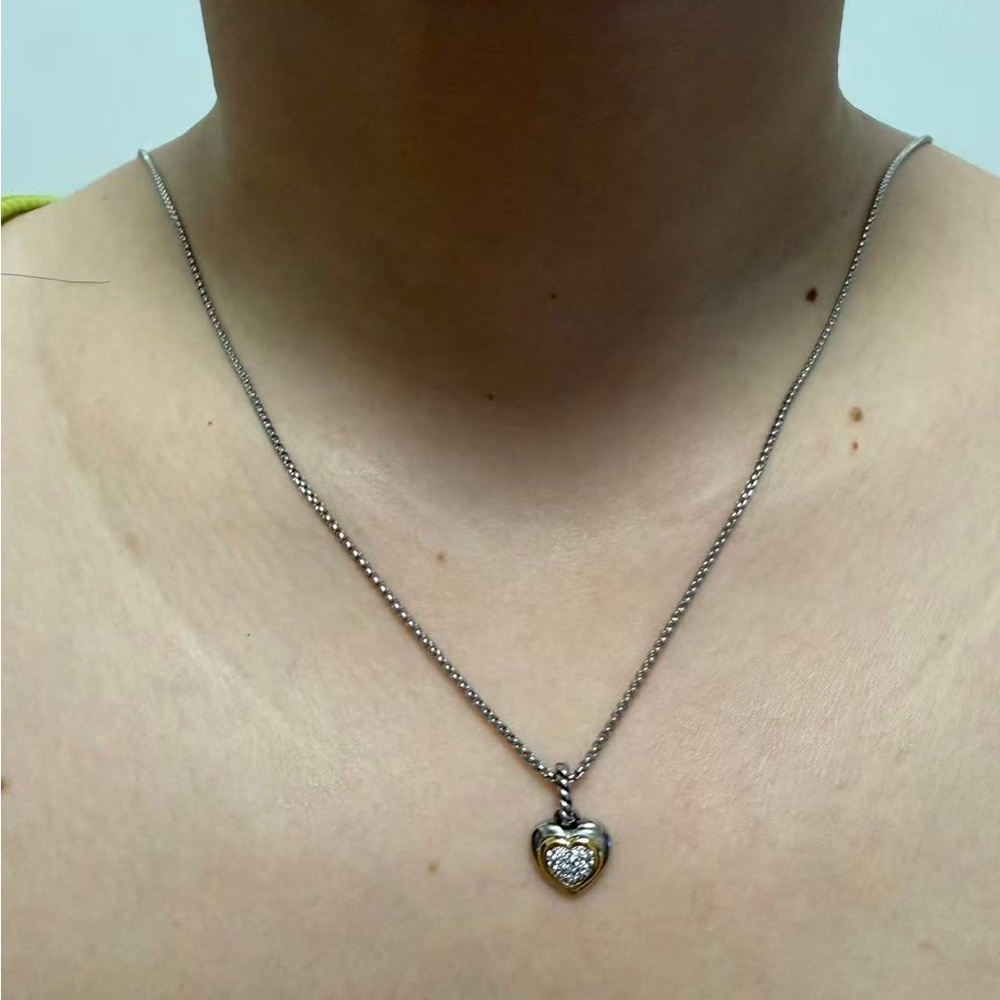 Great Gifts Petite Cable Heart Pendant Necklace Pave Diamond